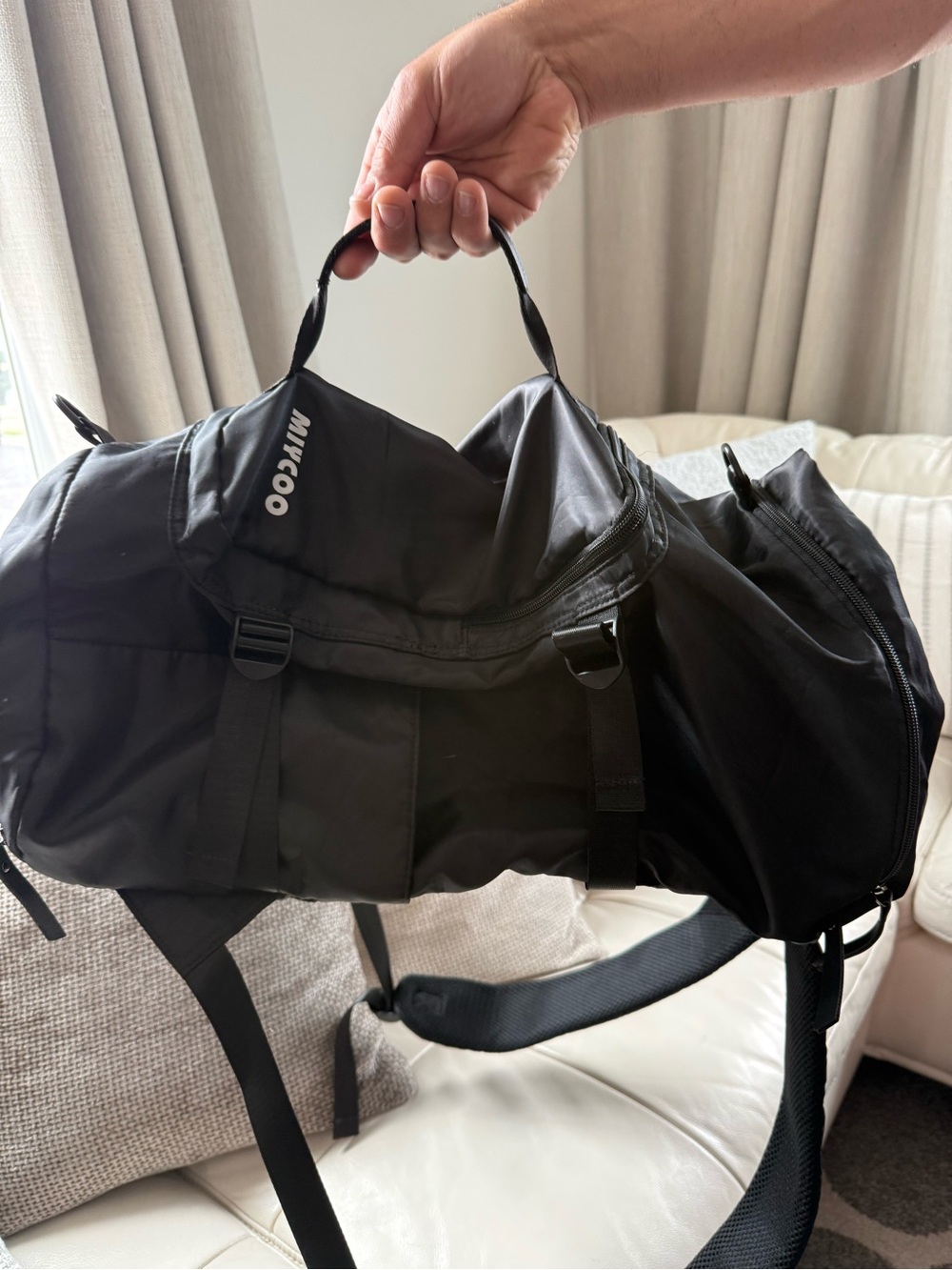 Black Men’s Travel Duffel Backpack